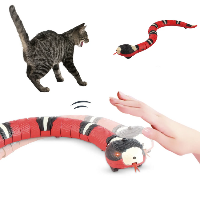 Interactive Smart Sensing Cat Toy - Automatic Electronic Snake Teaser for Cats and Dogs, USB Rechargeable