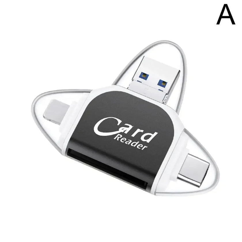 Multi-port 4-in-1 Universal Memory Card Reader - Effortless File Transfer for Photographers and Content Creators - TheWellBeing4All