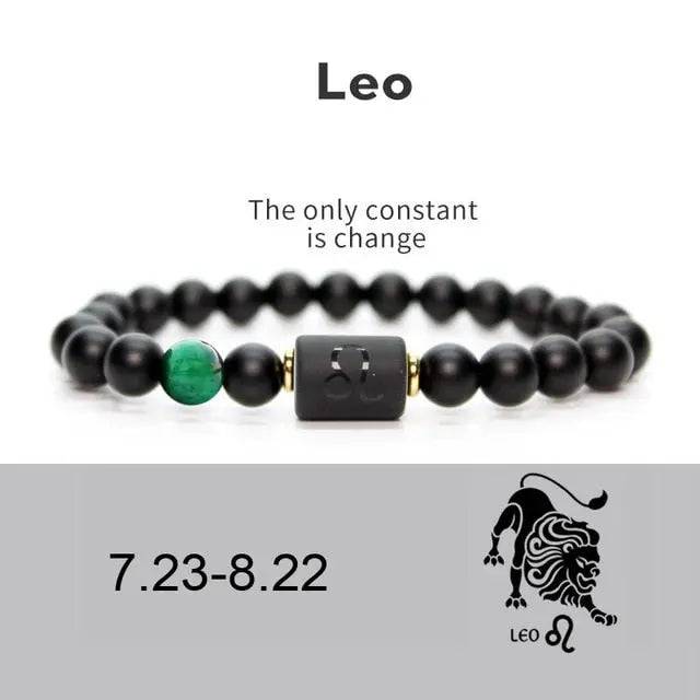 NEW 8mm Black Stone Beads 12 constellation couple Bracelet Men Bracelets For Women Pulseras Masculina Hombre Man Mens Jewellery - TheWellBeing4All