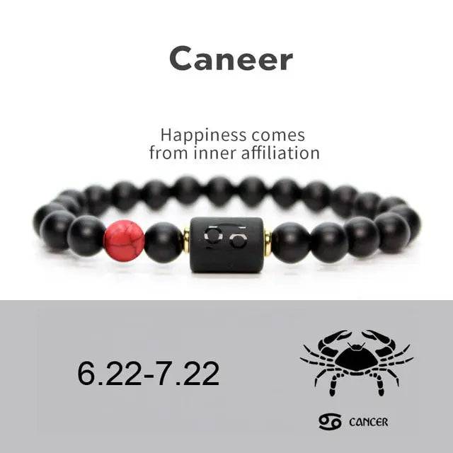 NEW 8mm Black Stone Beads 12 constellation couple Bracelet Men Bracelets For Women Pulseras Masculina Hombre Man Mens Jewellery - TheWellBeing4All