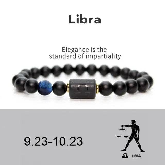 NEW 8mm Black Stone Beads 12 constellation couple Bracelet Men Bracelets For Women Pulseras Masculina Hombre Man Mens Jewellery - TheWellBeing4All
