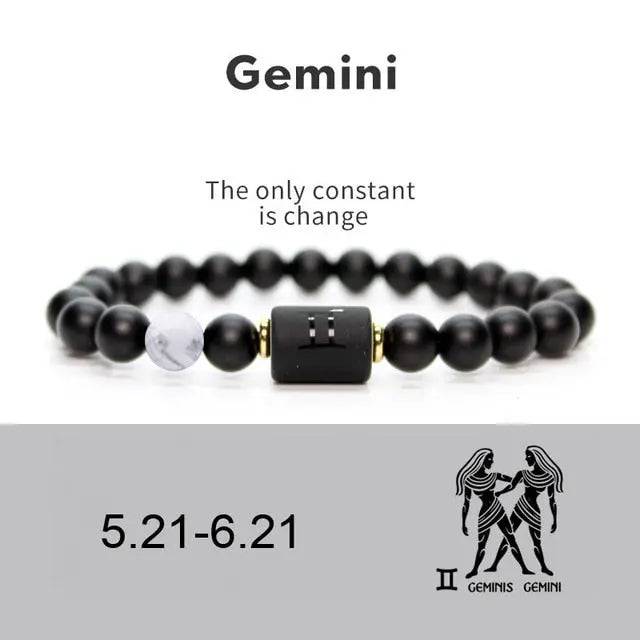 NEW 8mm Black Stone Beads 12 constellation couple Bracelet Men Bracelets For Women Pulseras Masculina Hombre Man Mens Jewellery - TheWellBeing4All