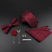 Tie Set Polyester Jacquard Woven Necktie Bowtie Suit Vintage Red Blue - TheWellBeing4All