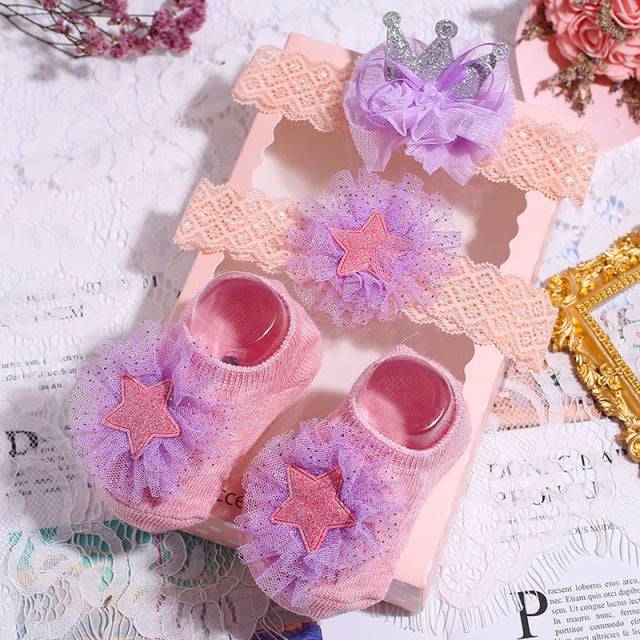 Slipper Socks Headband, Foot Socks Lace Crown Hair Band - TheWellBeing4All