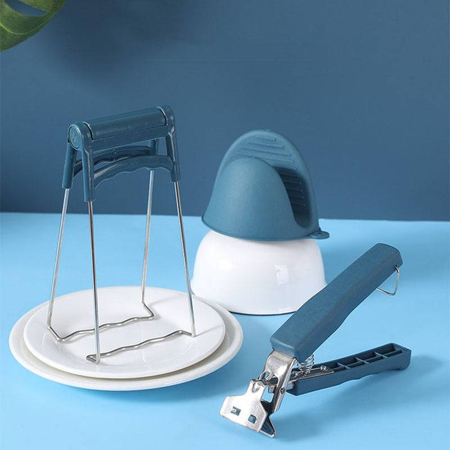 Kitchen Bowl clip Stainless Steel Gripper Clip Anti-Hot Clip Lifter Safe Silicone Handle Kitchen Cooking Baking - TheWellBeing4All