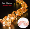 Christmas Ribbon Fairy Light Christmas Decoration DIY Bows String Light Tree Ornaments - TheWellBeing4All