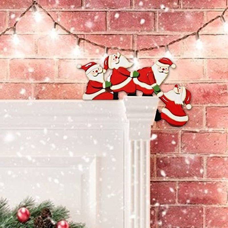 Christmas Door Frame Decoration Santa Claus Elk Wooden Christmas Decorations Door Frame Wood Trim Xmas Door Decor - TheWellBeing4All