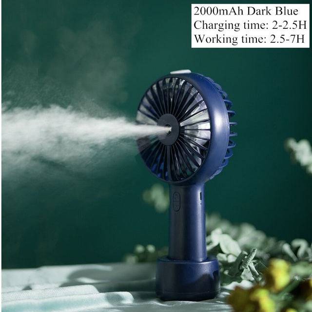 Portable Water Spray Mist Fan Electric USB Rechargeable Handheld Mini Fan - TheWellBeing4All