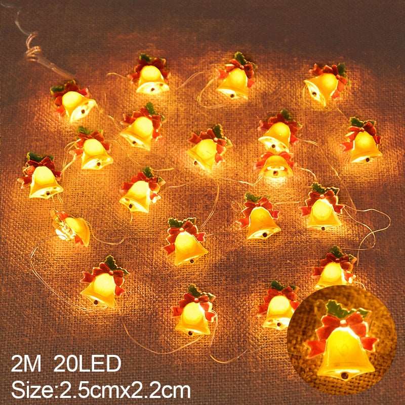 2M 20LED Santa Claus Snowflake LED Light String Christmas Decoration For Home Xmas Tree Ornament - TheWellBeing4All