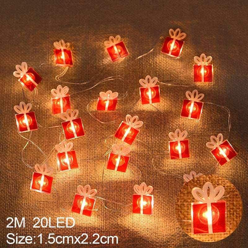 2M 20LED Santa Claus Snowflake LED Light String Christmas Decoration For Home Xmas Tree Ornament - TheWellBeing4All