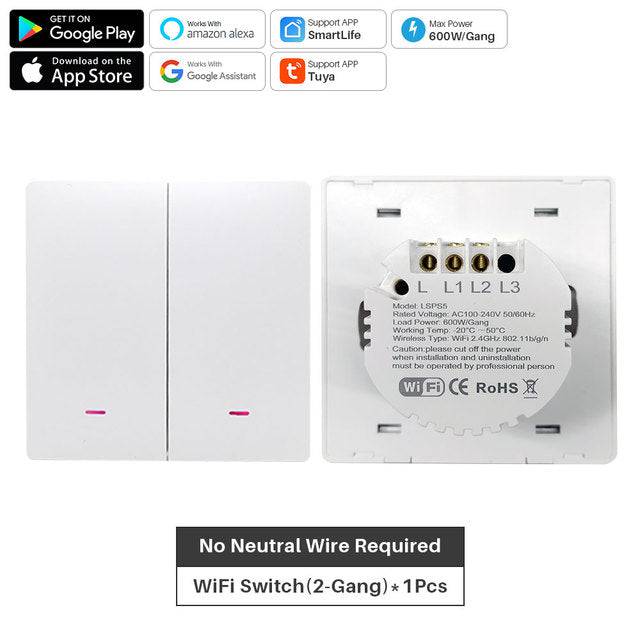 Smart WiFi Light Switch Push Button APP Remote Control Smart Home Automation Works With Alexa Google Assistant - TheWellBeing4All