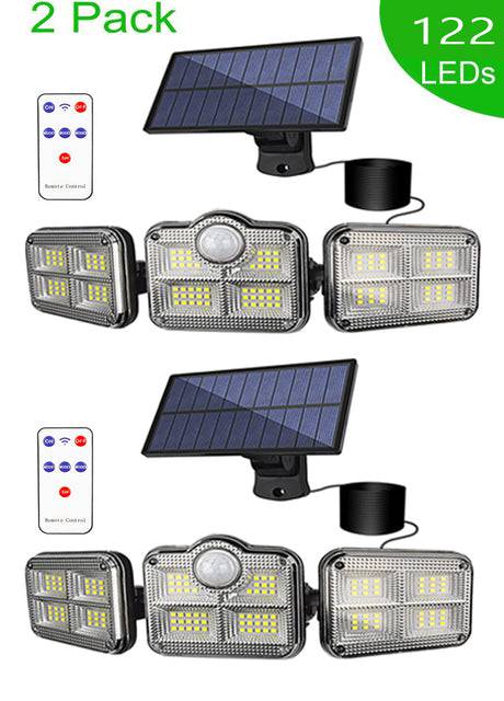 Solar Motion Sensor LED Lights Wall Lamp 3 Adjustable Heads 270° Wide Angle Illumination - TheWellBeing4All