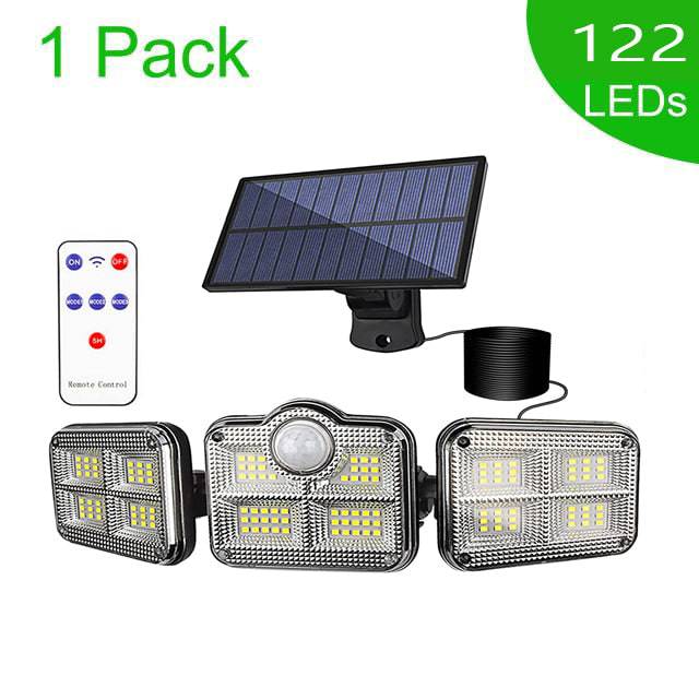 Solar Motion Sensor LED Lights Wall Lamp 3 Adjustable Heads 270° Wide Angle Illumination - TheWellBeing4All