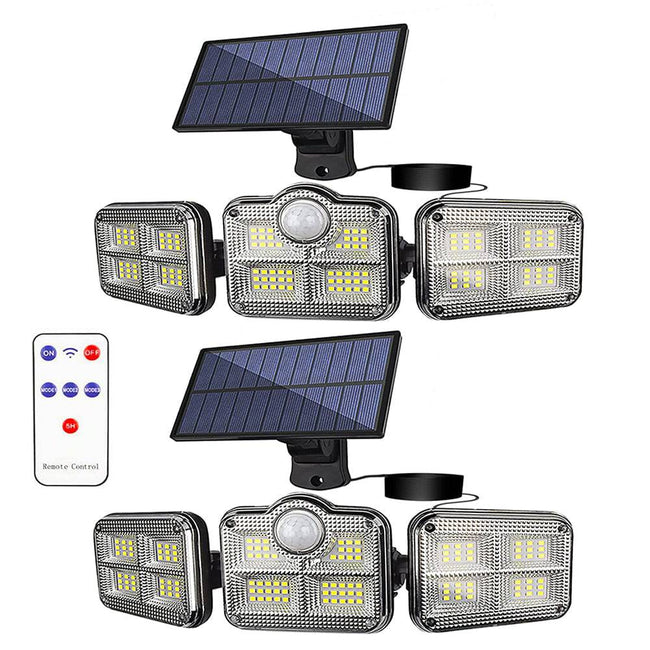 Solar Motion Sensor LED Lights Wall Lamp 3 Adjustable Heads 270° Wide Angle Illumination - TheWellBeing4All