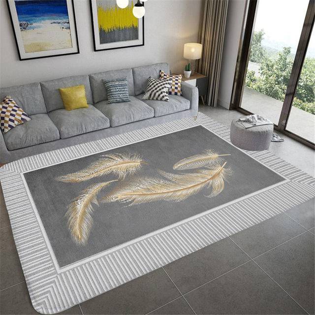 Nordic Black Gold Striped Living Room Carpet Bedroom Bedside Carpet Children's Play Kitchen Bathroom Non-slip Mat Doormat Tapis - TheWellBeing4All