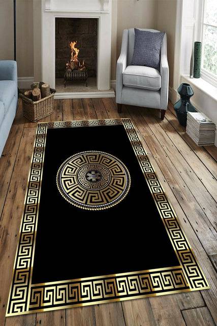 Nordic Black Gold Striped Living Room Carpet Bedroom Bedside Carpet Children's Play Kitchen Bathroom Non-slip Mat Doormat Tapis - TheWellBeing4All