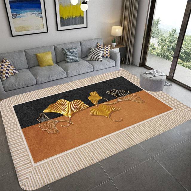 Nordic Black Gold Striped Living Room Carpet Bedroom Bedside Carpet Children's Play Kitchen Bathroom Non-slip Mat Doormat Tapis - TheWellBeing4All