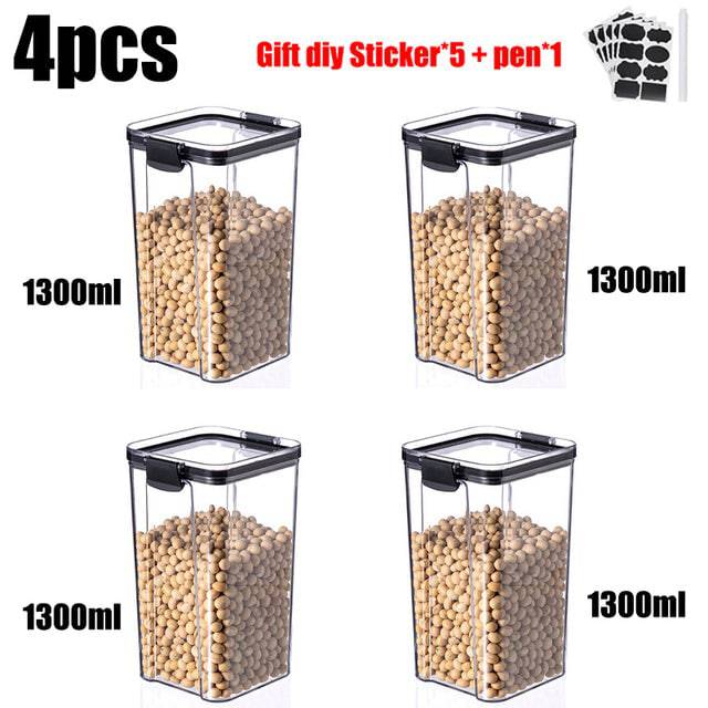 Plastic Sealed Cans Kitchen Storage Box Transparent - TheWellBeing4All