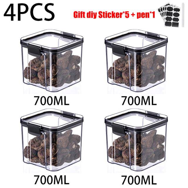 Plastic Sealed Cans Kitchen Storage Box Transparent - TheWellBeing4All