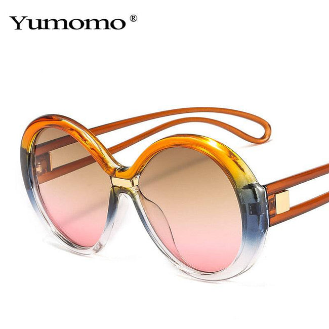 Oversized Round Sunglasses Women Vintage Colorful Oval Lens Eyewear Popular Men Sun Glasses - TheWellBeing4All