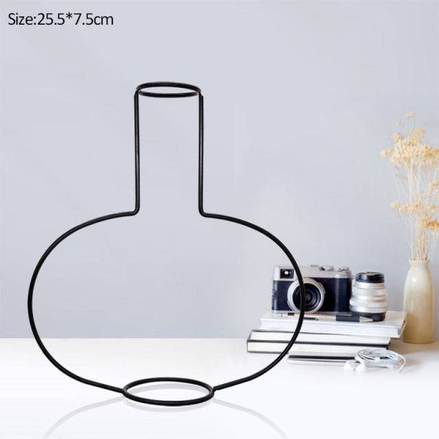 Iron Line Table Flowers Vase Pot Ornament Metal Plant Holder Nordic Styles - TheWellBeing4All
