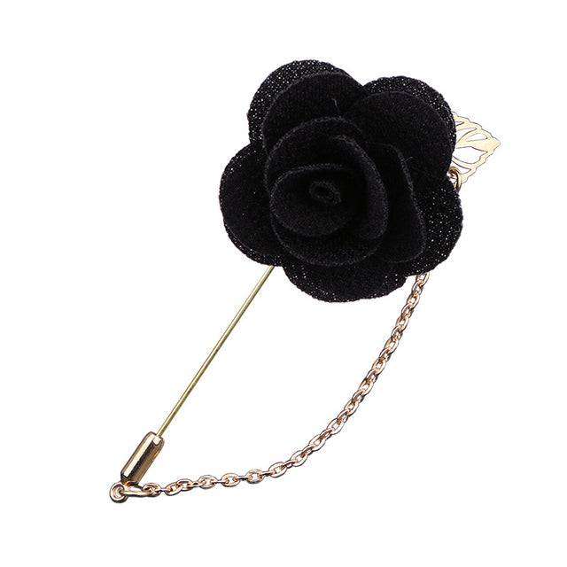 Bridegroom Wedding Brooches Cloth Art Hand-made Rose Flower Brooch Lapel Pin Badge Tassel Chain - TheWellBeing4All