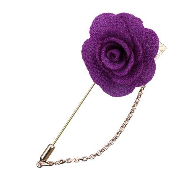 Bridegroom Wedding Brooches Cloth Art Hand-made Rose Flower Brooch Lapel Pin Badge Tassel Chain - TheWellBeing4All