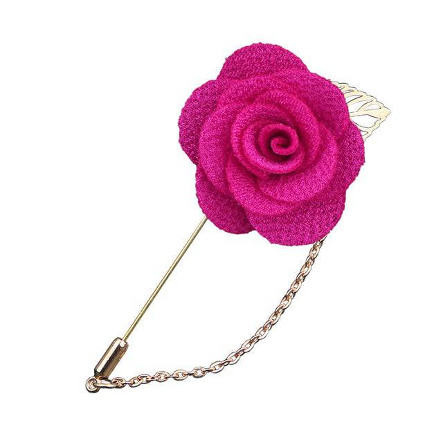 Bridegroom Wedding Brooches Cloth Art Hand-made Rose Flower Brooch Lapel Pin Badge Tassel Chain - TheWellBeing4All
