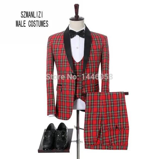 Latest Coat Pant Design 2018 Italian Slim Fit Plaid Formal Suit Wear Groom Tuxedo Groomsmen Wedding Dinner Party Suit Bridegroom - TheWellBeing4All