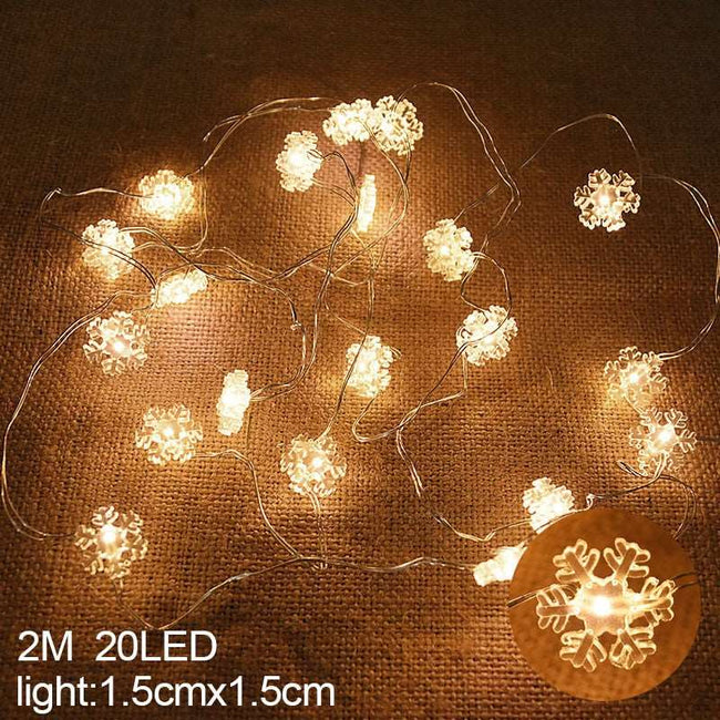 2M 20LED Santa Claus Snowflake LED Light String Christmas Decoration For Home Xmas Tree Ornament - TheWellBeing4All
