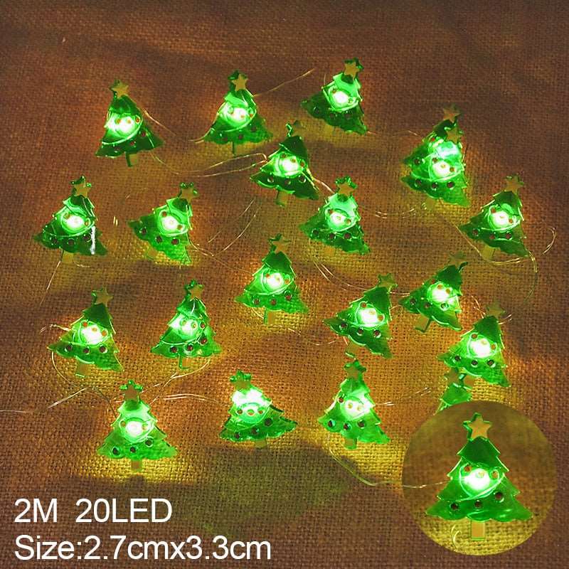 2M 20LED Santa Claus Snowflake LED Light String Christmas Decoration For Home Xmas Tree Ornament - TheWellBeing4All