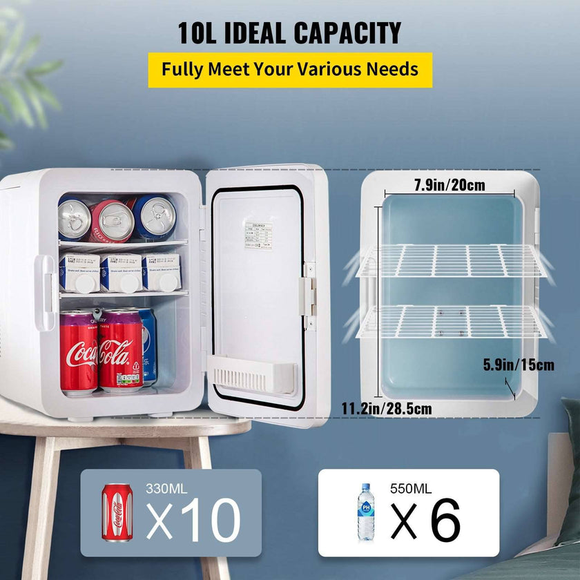 10L Mini Car Refrigerator Portable Freezer Cooler and Warmer Storing Skincare Cosmetic Food Drink - TheWellBeing4All