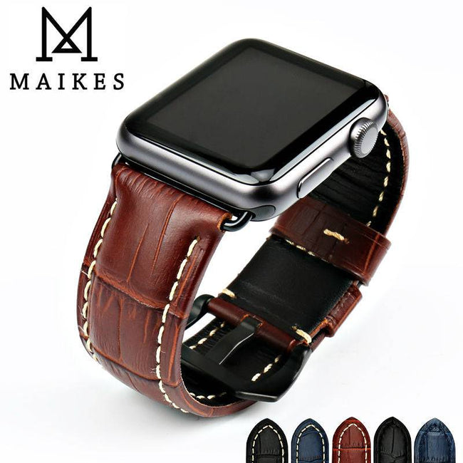 Watchbands Genuine Cow Leather Watch Strap for Apple Watch - TheWellBeing4All