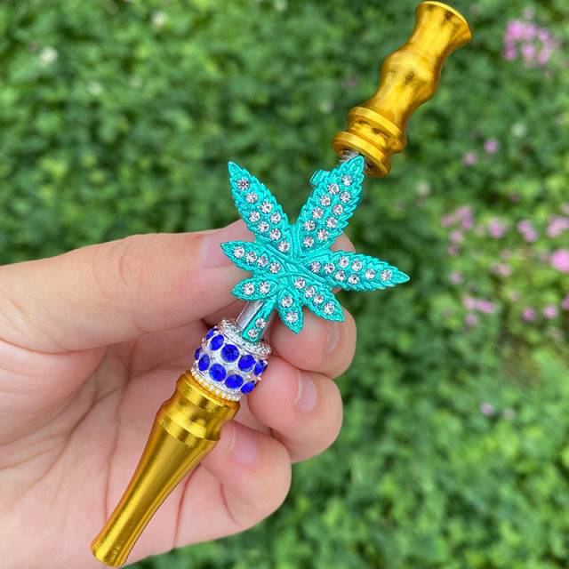 Maple Leaf Style Shisha Hookah Tips with Rhinestones Blunt Holder Hookah Mouthpiece Cigarette Holders for Man/Women - TheWellBeing4All