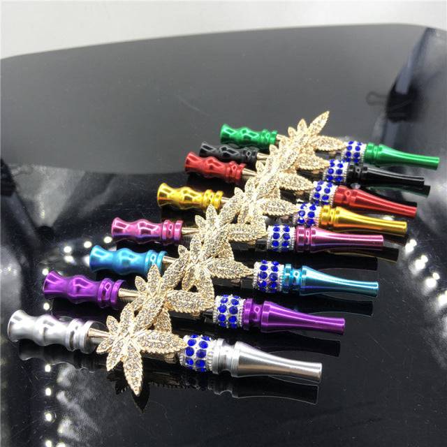 Maple Leaf Style Shisha Hookah Tips with Rhinestones Blunt Holder Hookah Mouthpiece Cigarette Holders for Man/Women - TheWellBeing4All