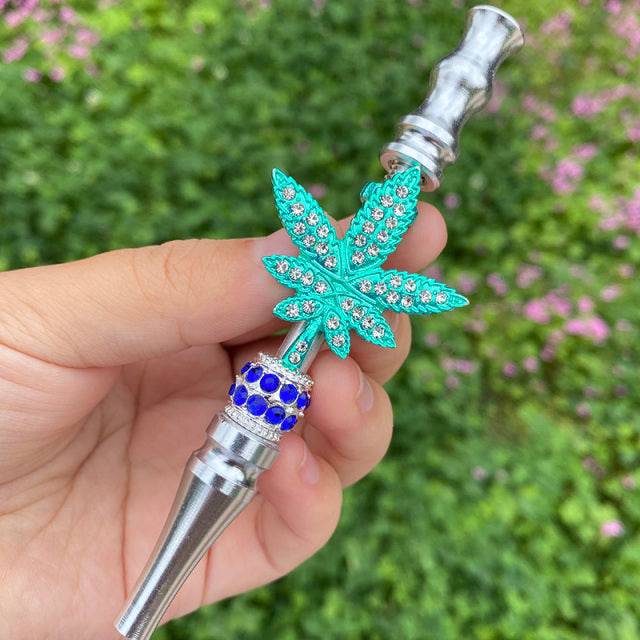 Maple Leaf Style Shisha Hookah Tips with Rhinestones Blunt Holder Hookah Mouthpiece Cigarette Holders for Man/Women - TheWellBeing4All
