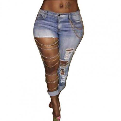 Large Ripped Hole Stretch Denim Jean - TheWellBeing4All