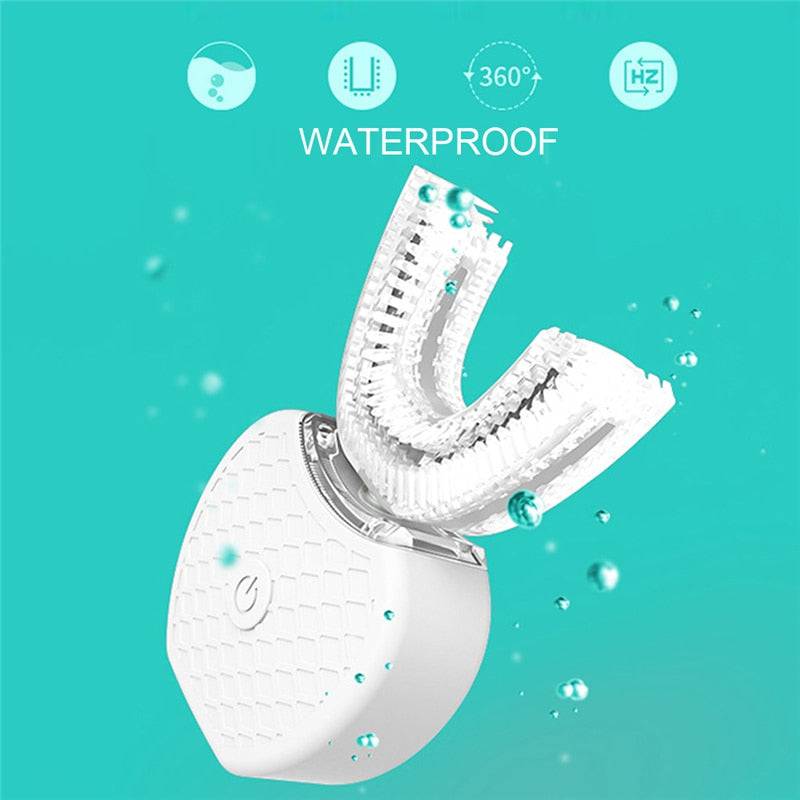 360 Degrees Intelligent Automatic Sonic Electric Toothbrush U Type 4 Modes Tooth Brush - TheWellBeing4All