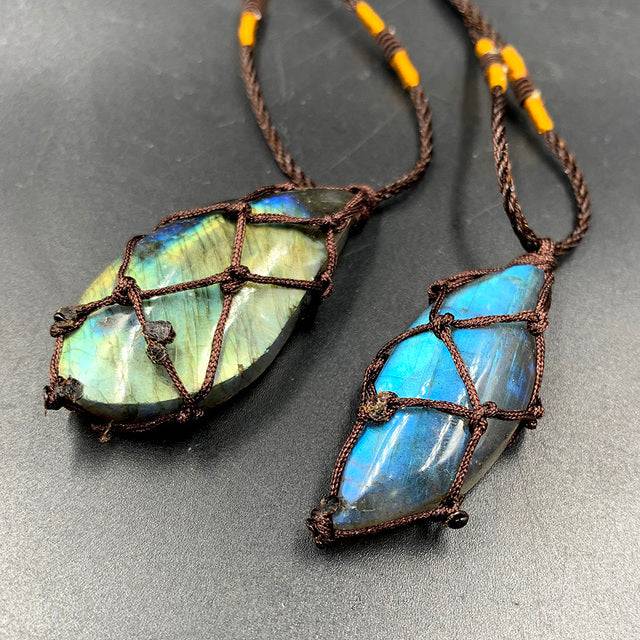 Natural Crystal Labradorite Stone Gemstone Pendant Moonstone Sunstone Pendant Divination Spiritual Meditation - TheWellBeing4All