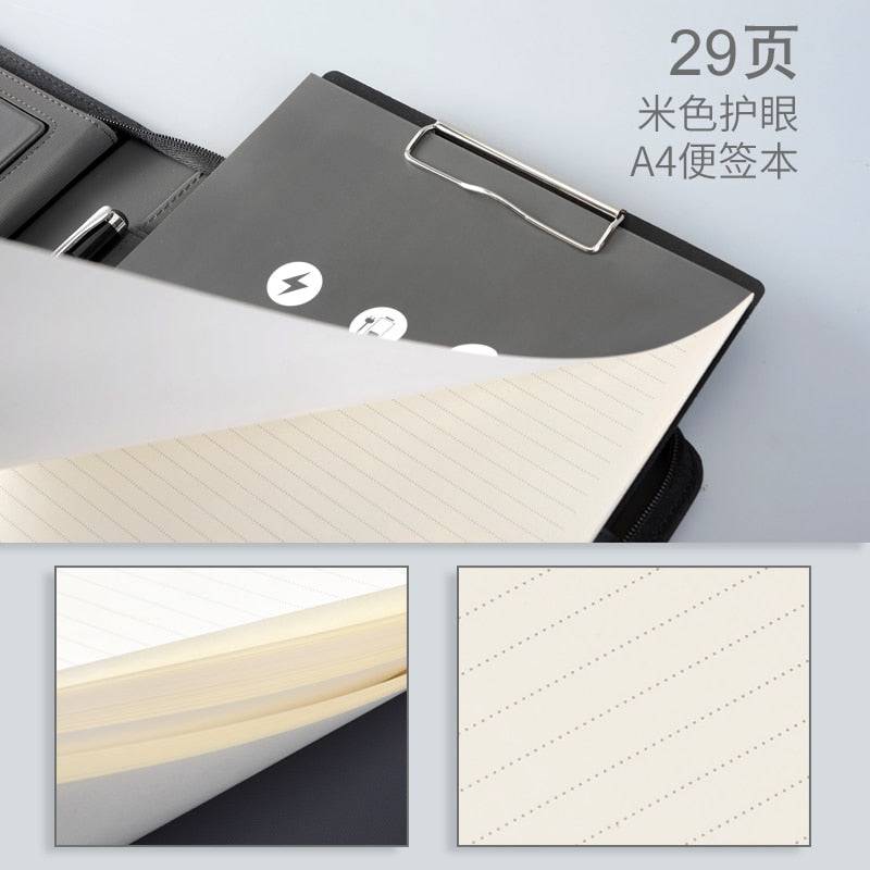 Notebook padfolio with 5000 mAh wire/wireless charging power mobile cellphone bag notepad - TheWellBeing4All