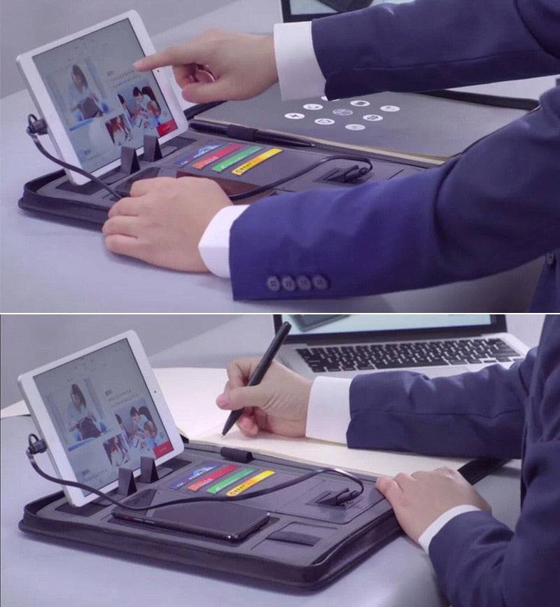 Notebook padfolio with 5000 mAh wire/wireless charging power mobile cellphone bag notepad - TheWellBeing4All