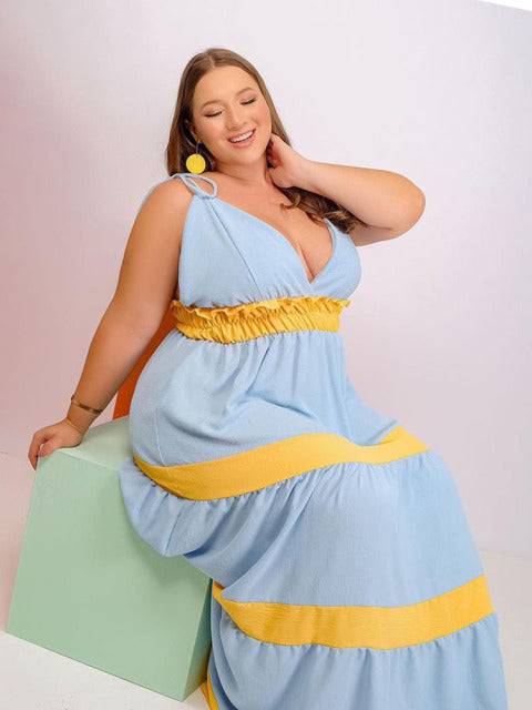 Plus Size women Dresses Maxi Sling Dress V Neck Backless Sexy Vacation Beach Dress - TheWellBeing4All
