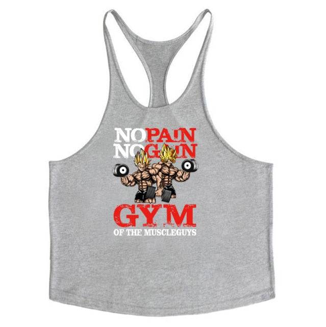 Bodybuilding Stringer Tank Tops  No Pain No Gain vest Fitness clothing Cotton gym singlets - TheWellBeing4All