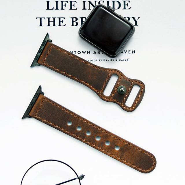 Genuine Leather Correa Strap for Apple Watch - TheWellBeing4All