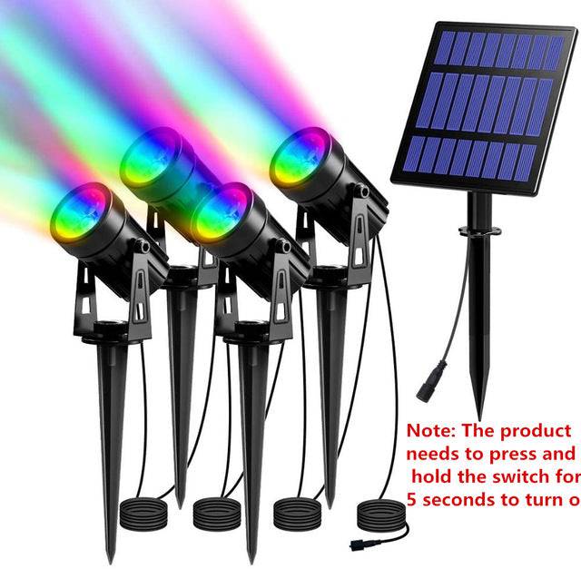 Solar Powered Spotlight 2 Warm Panel Outdoor Lighting Landscape Yard Garden Tree Separately Lamp - TheWellBeing4All