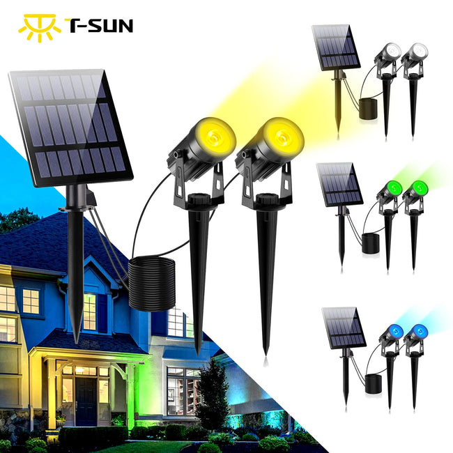 Solar Powered Spotlight 2 Warm Panel Outdoor Lighting Landscape Yard Garden Tree Separately Lamp - TheWellBeing4All