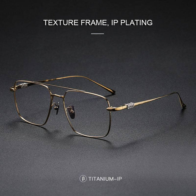 Oversized Frame Pilot Eyeglasses Gold Big Square frame Double Beam Spectacle frame - TheWellBeing4All