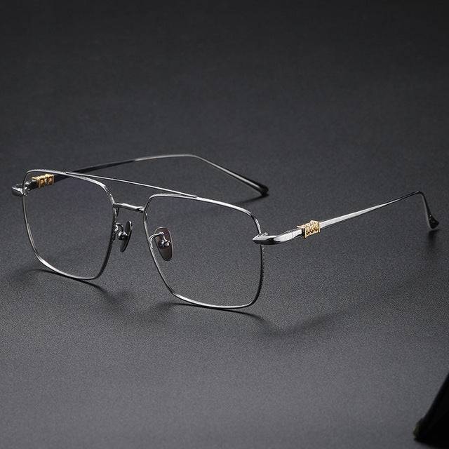 Oversized Frame Pilot Eyeglasses Gold Big Square frame Double Beam Spectacle frame - TheWellBeing4All