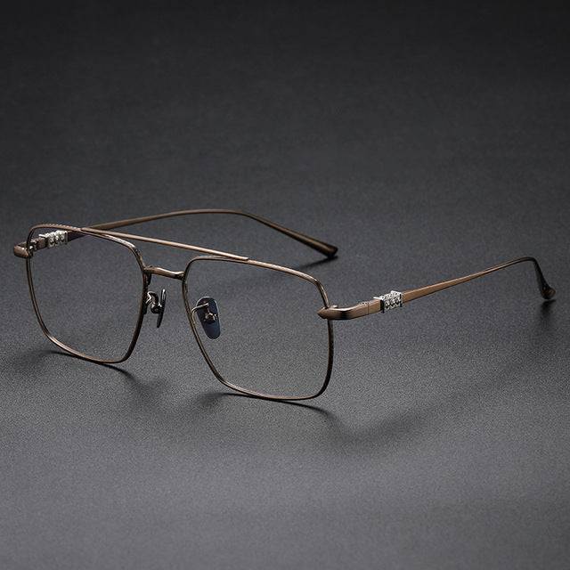Oversized Frame Pilot Eyeglasses Gold Big Square frame Double Beam Spectacle frame - TheWellBeing4All