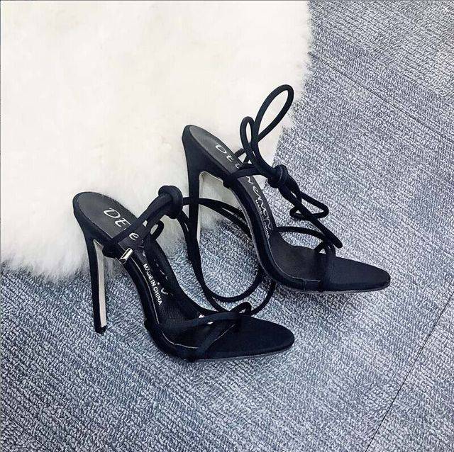Ladies Pointed Toe High Heels 11.5CM Thin Heels Women Pumps Ankle Cross Strap Sandals - TheWellBeing4All